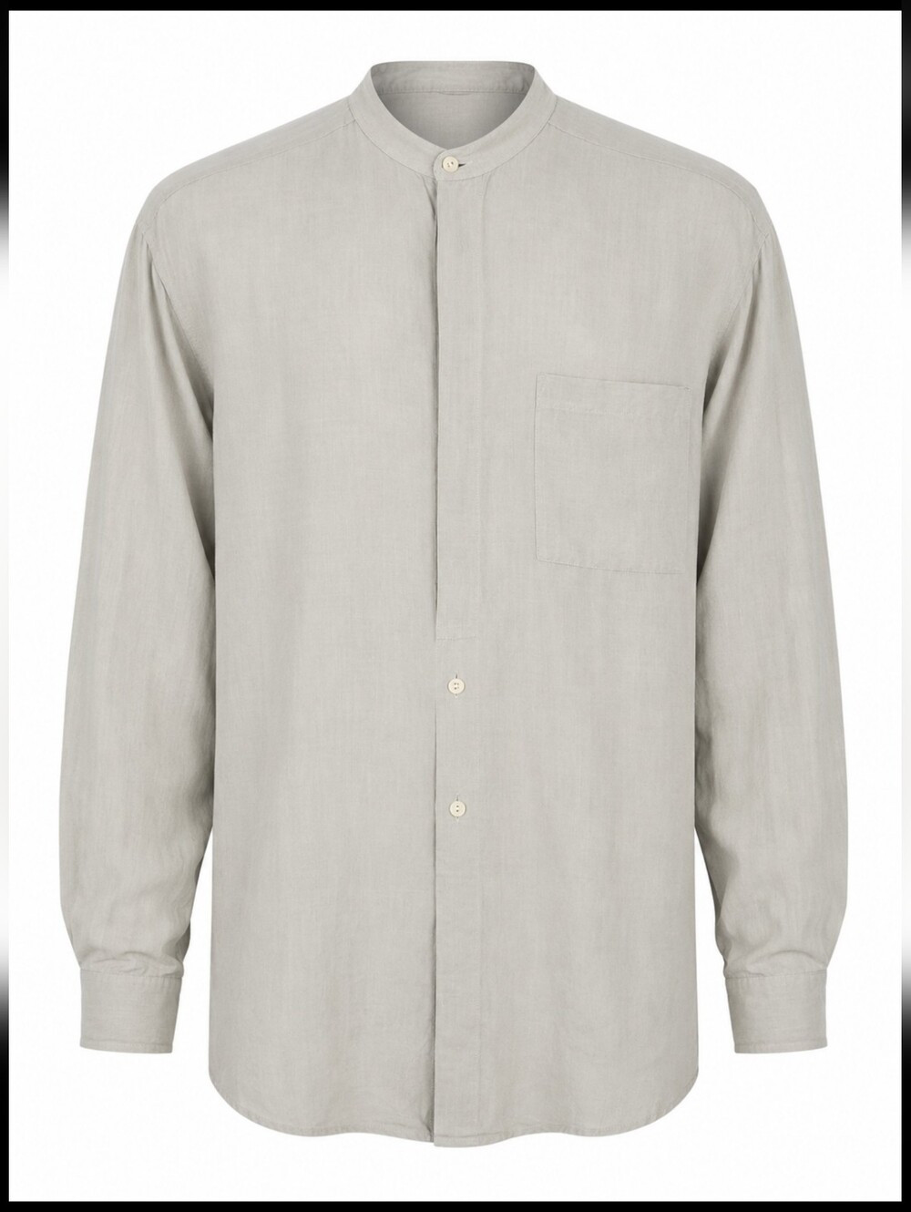 Le Collezioni Structure Men’s Large Ramie Rayon Mandarin Collar Shirt Minimalist